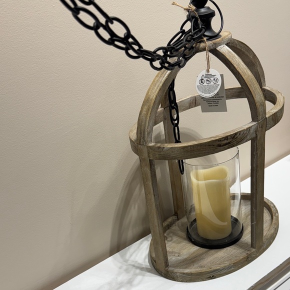 Kirklands Distressed Wood Lantern with Amber Glow - Picture 5 of 5